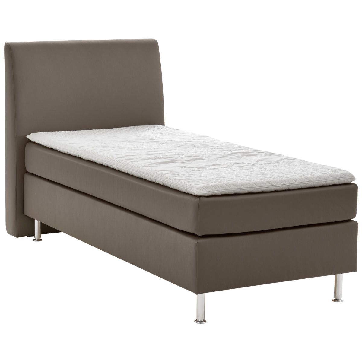 Letto completo Ambisuite similpelle schienale liscio ERWIN M.; 100x200x62 cm (LxLxH); tortora