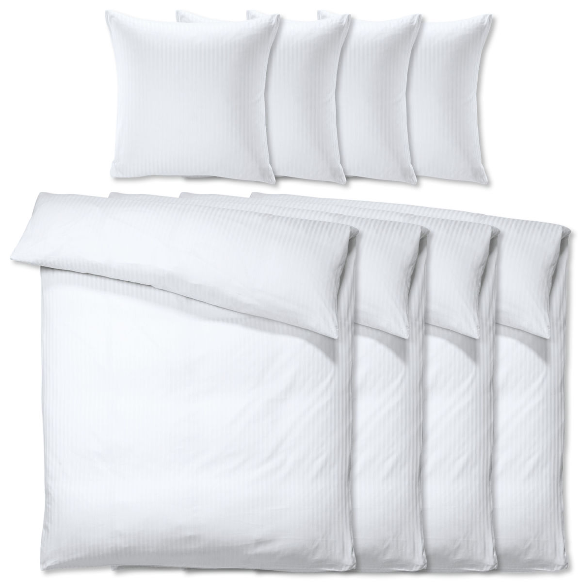 PULSIVA Economy pak dekbedovertrekset Satina 10 mm; 135x200 cm (BxL), 80x80 cm (LxB); wit; 4 set / verpakking