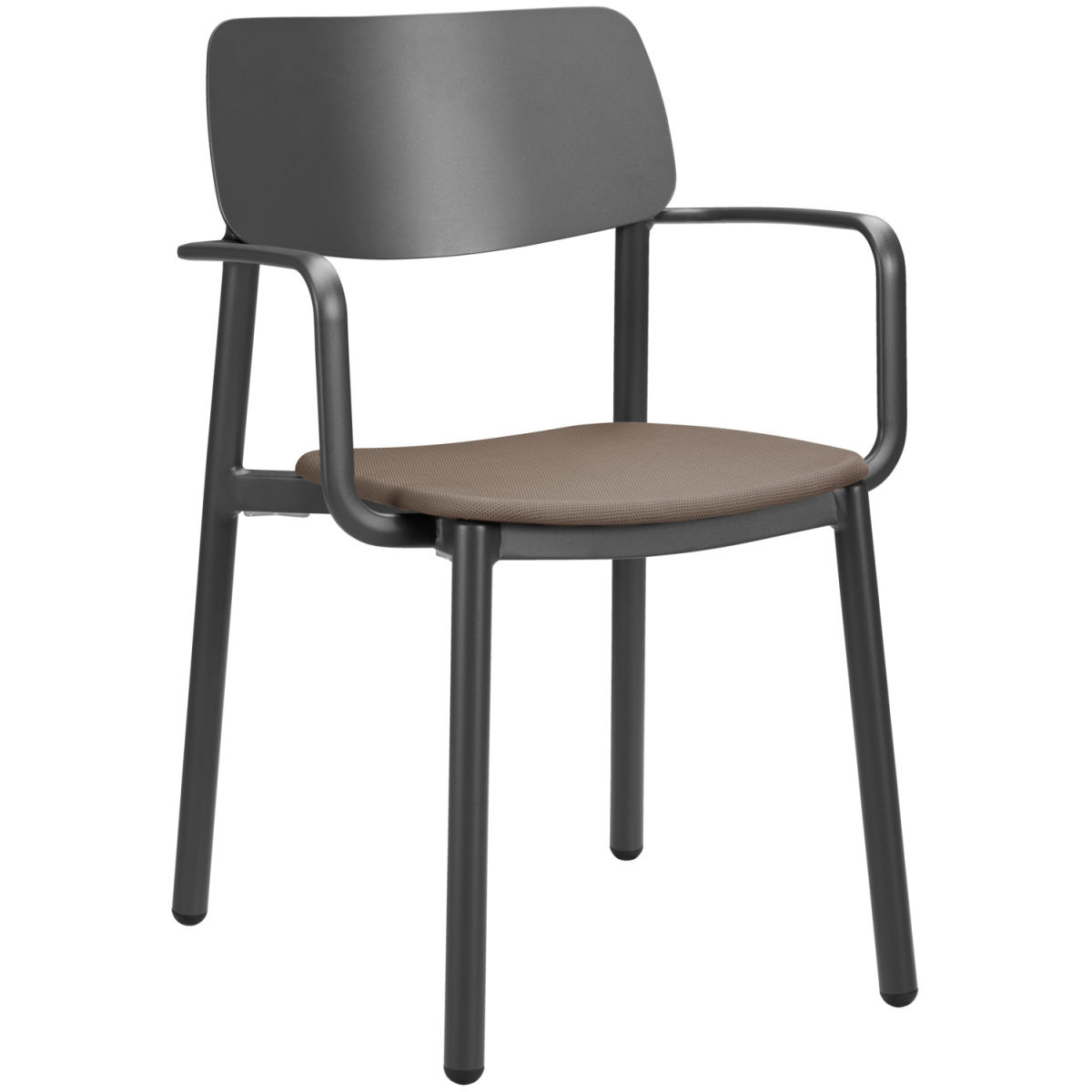 Sedia Punta con braccioli VEGA; 56x52.5x81 cm (LxPxH); seduta tortora, struttura antracite; 4 pz. / confezione