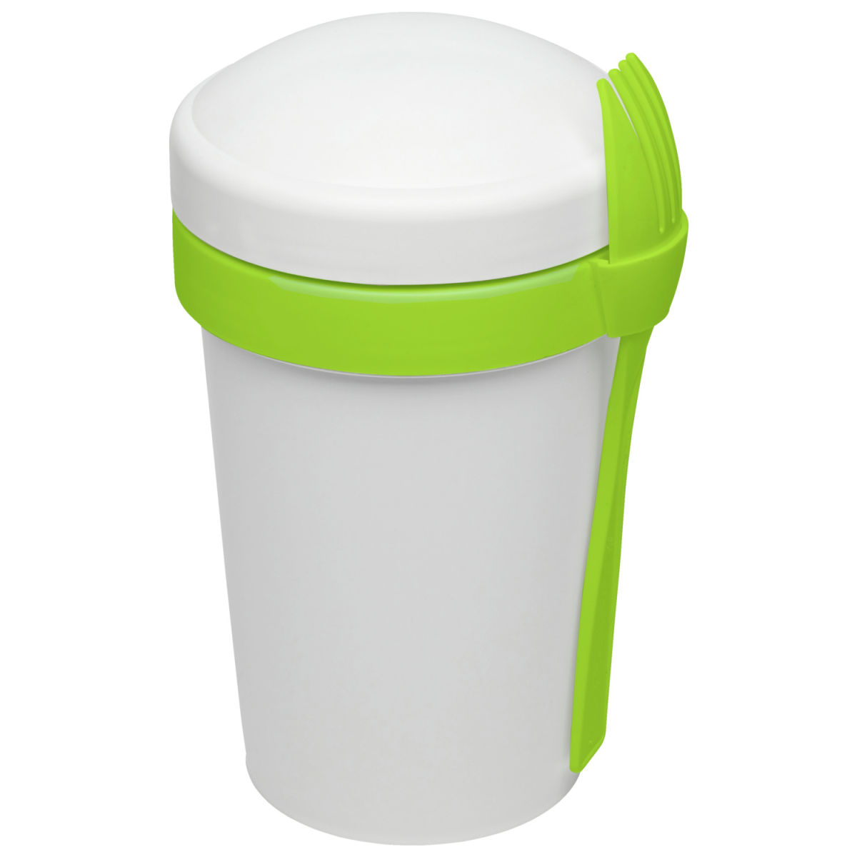 Tazza riutilizzabile Bio veggie con forchetta dom; 500ml, 10.5x16 cm (ØxH); bianco/verde; 2 pz. / confezione