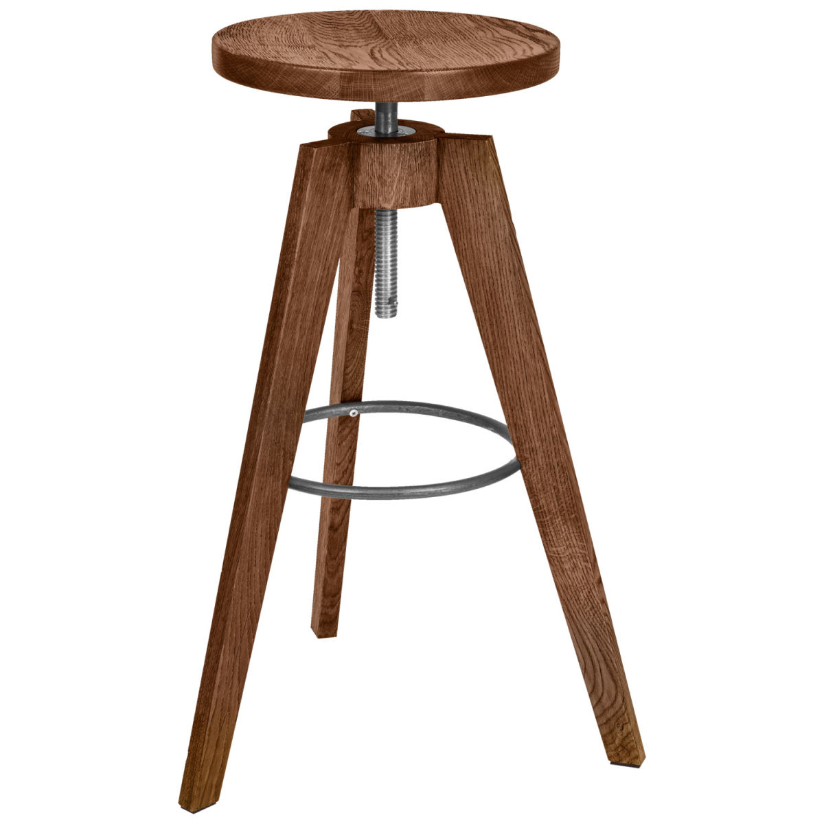 Sgabello alto Vitto VEGA; 38x38x87 cm (LxPxH); seduta quercia antica/marrone, struttura quercia antica/marrone