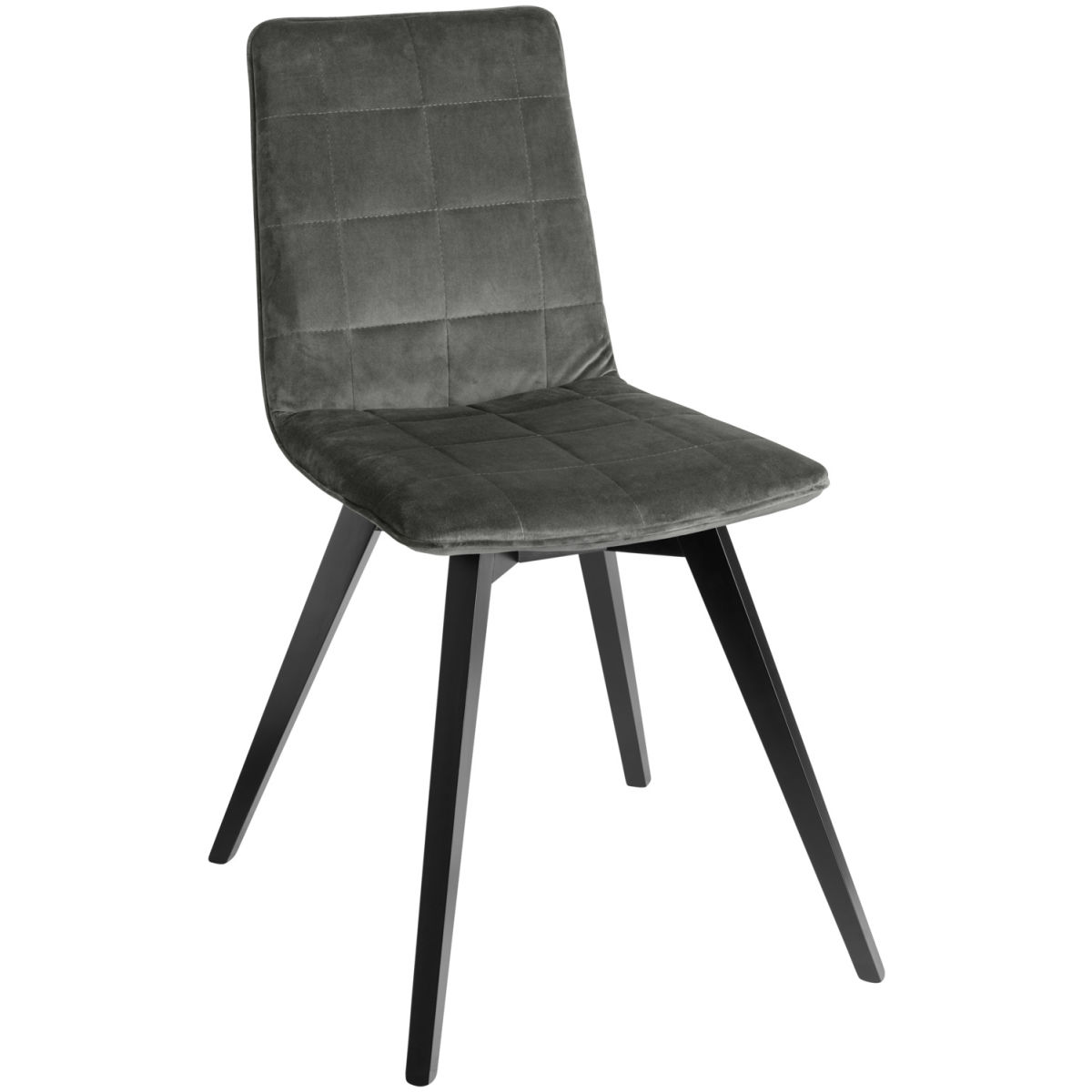 Sedia Milaria in velluto, pacco da 2 VEGA; 60x51x88.5 cm (LxPxH); seduta grigio, struttura nero; 2 set / Pacco