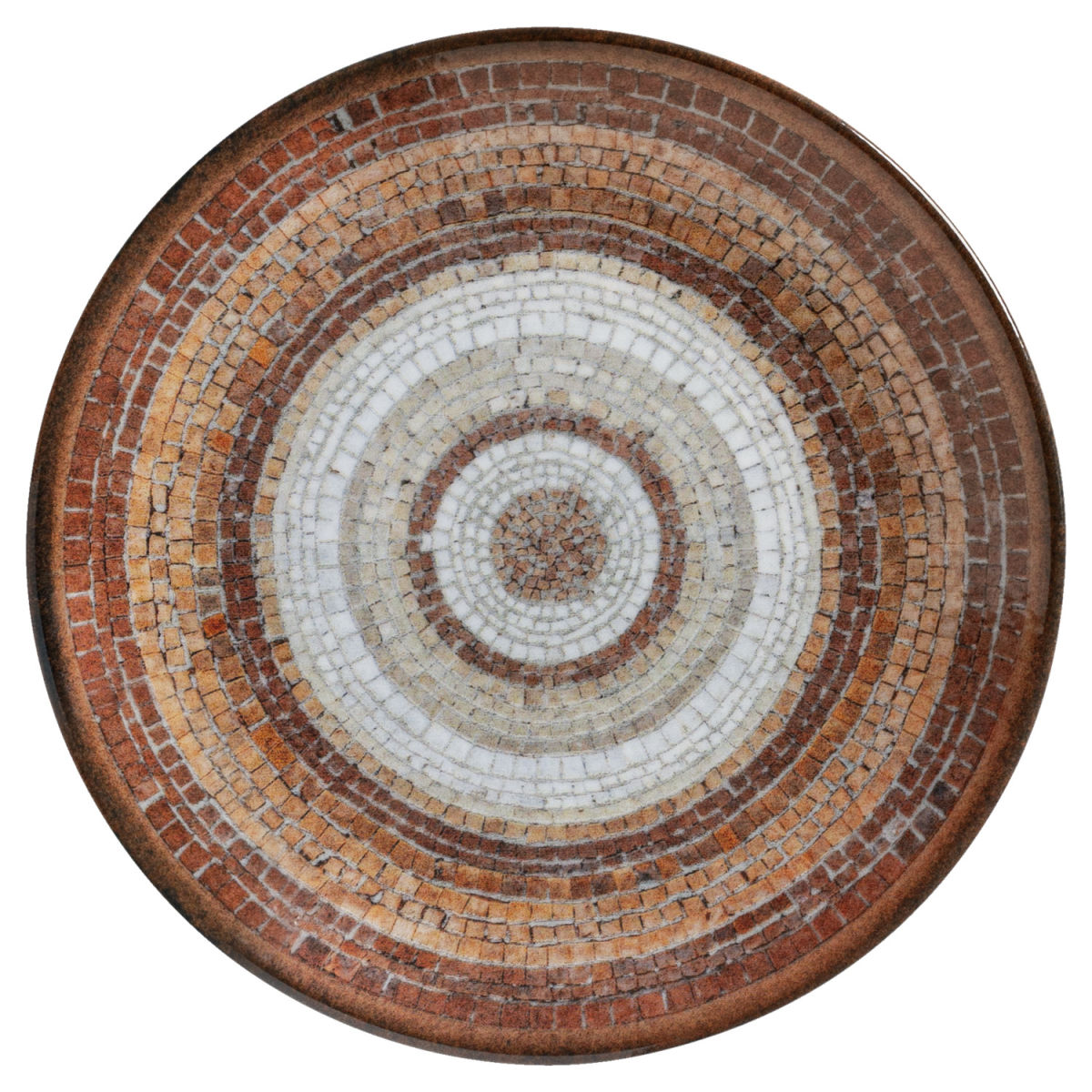 Vega Porseleinen plat bord Terra Mosaic rond; 20.5 cm (Ø); terracotta/beige/bruin; rond; 6 stuk / verpakking