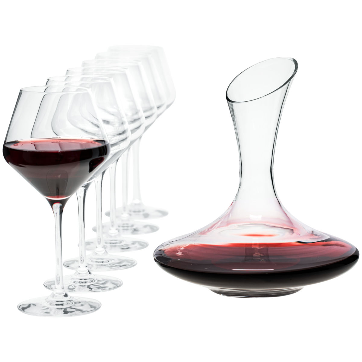 Set degustazione vino con decanter VEGA; 21.5x22 cm (ØxH); trasparente