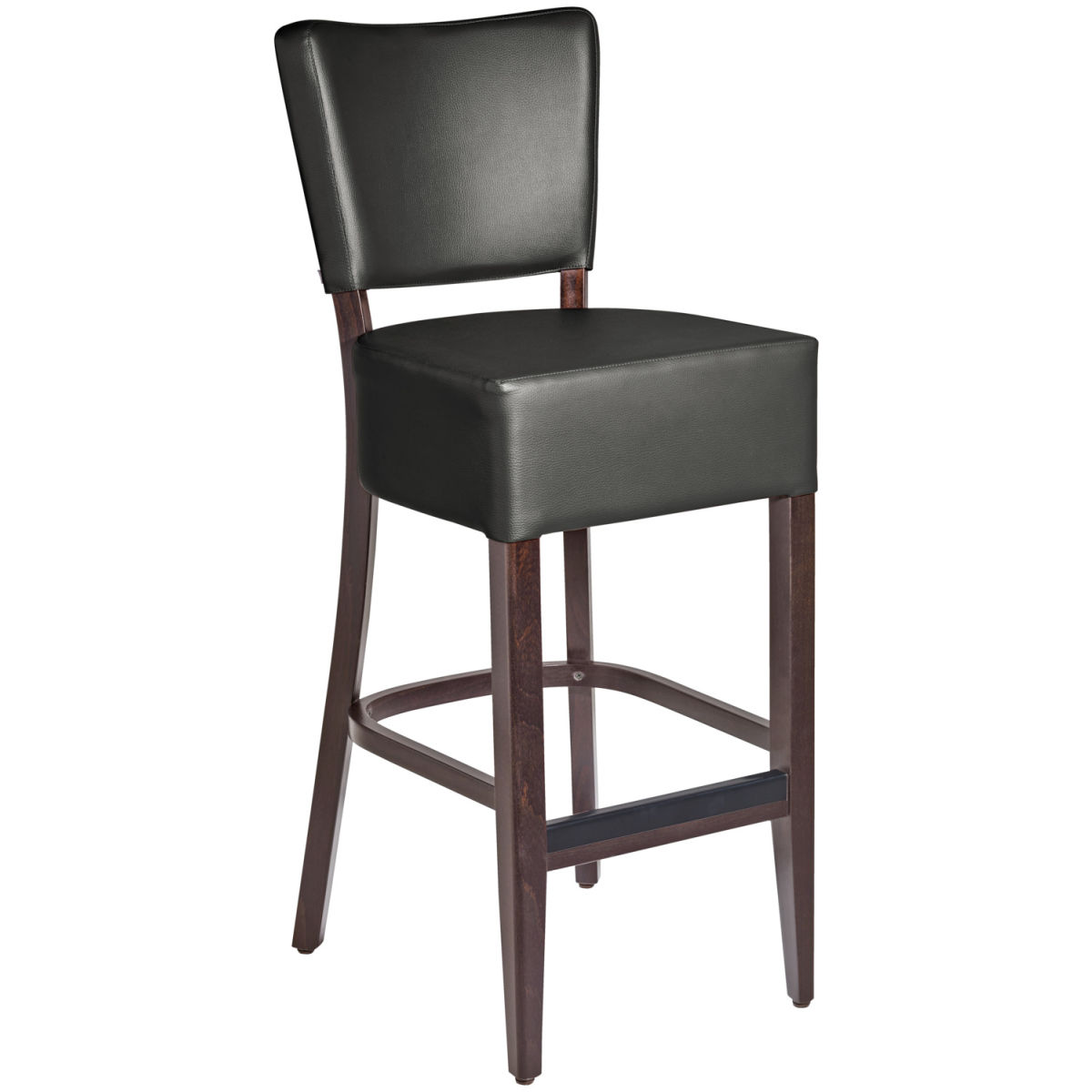 Sgabello Prestige PULSIVA; 45x56x110 cm (LxPxH); seduta nero, struttura noce