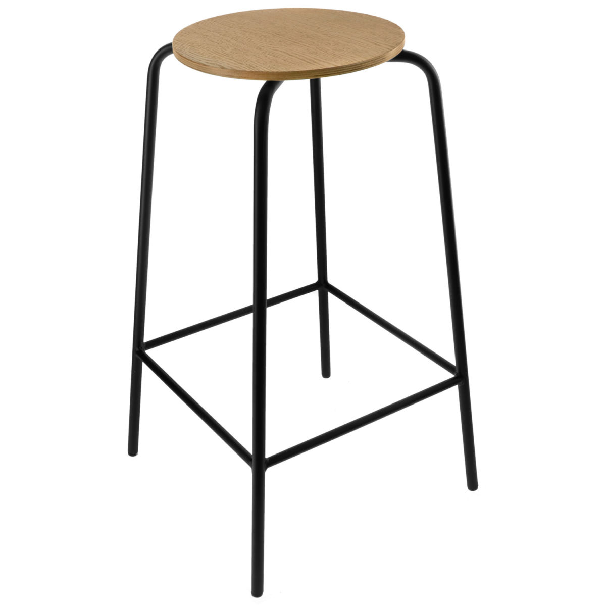 PULSIVA Barkruk Sky; 44x44x76 cm (BxDxH); zitting eiken, frame zwart; 2 stuk / verpakking