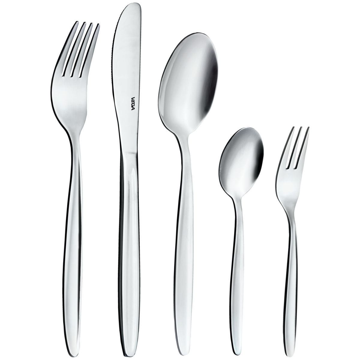 VEGA Mustergarnitur Besteck Fortuna 5-teilig silber, Griff silber