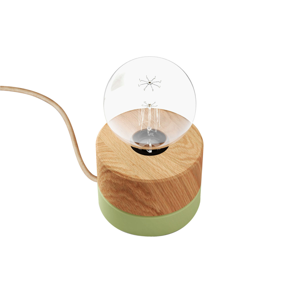 Lámpara de mesa Nordic 0239, roble Almut von Wildheim; 11x8 cm (ØxAt); roble/verde