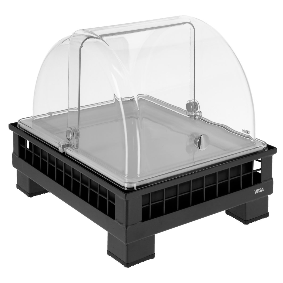 VEGA Buffetvitrine Portland mittel, GN 1/2, Melamin weiß GN 1/2, 35.2x29x29.9 cm (LxBxH); anthrazit/transparent/weiß; rechteckig
