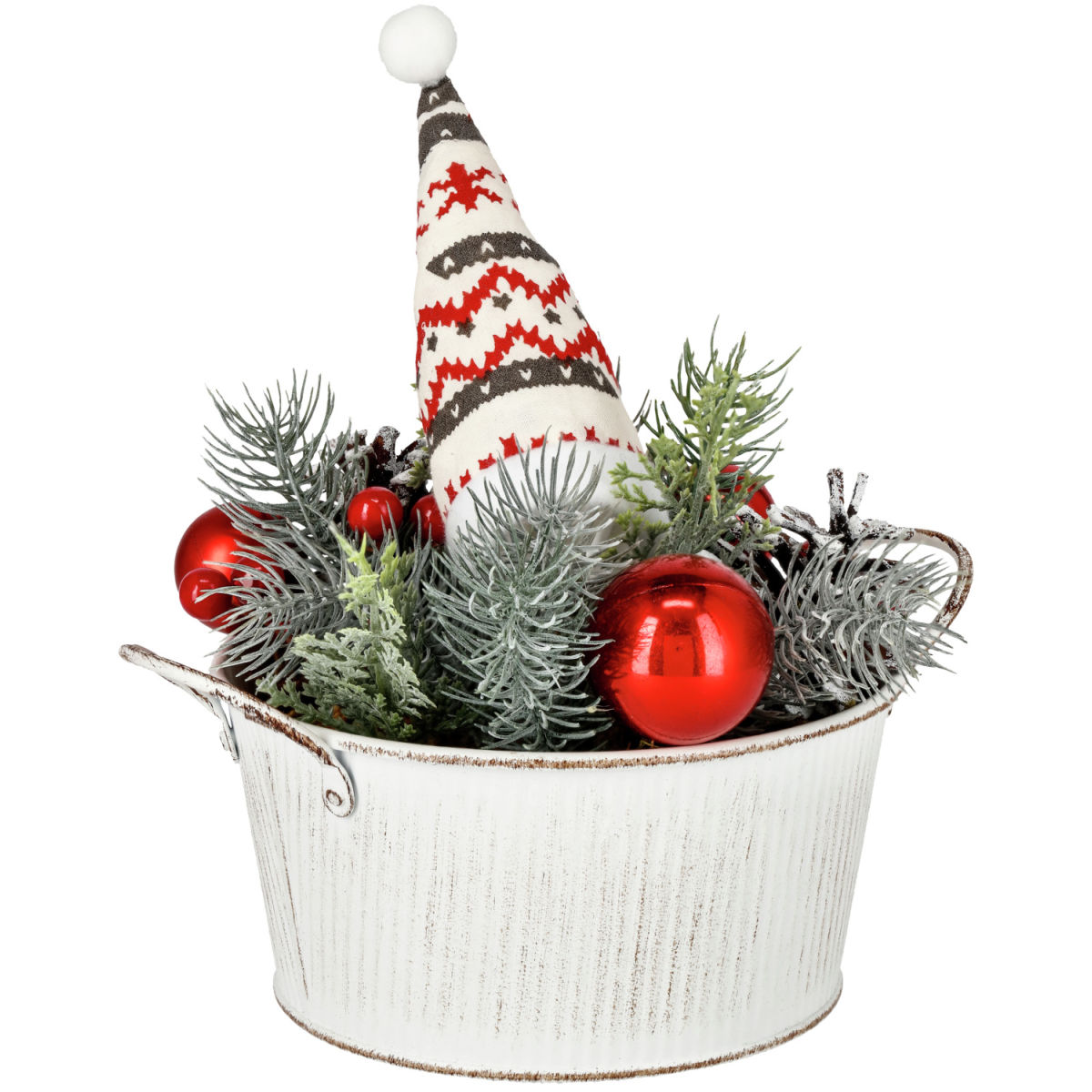 Composizione decorativa X-Mas; 14x17 cm (ØxH); bianco/rosso/verde; 6 pz. / confezione