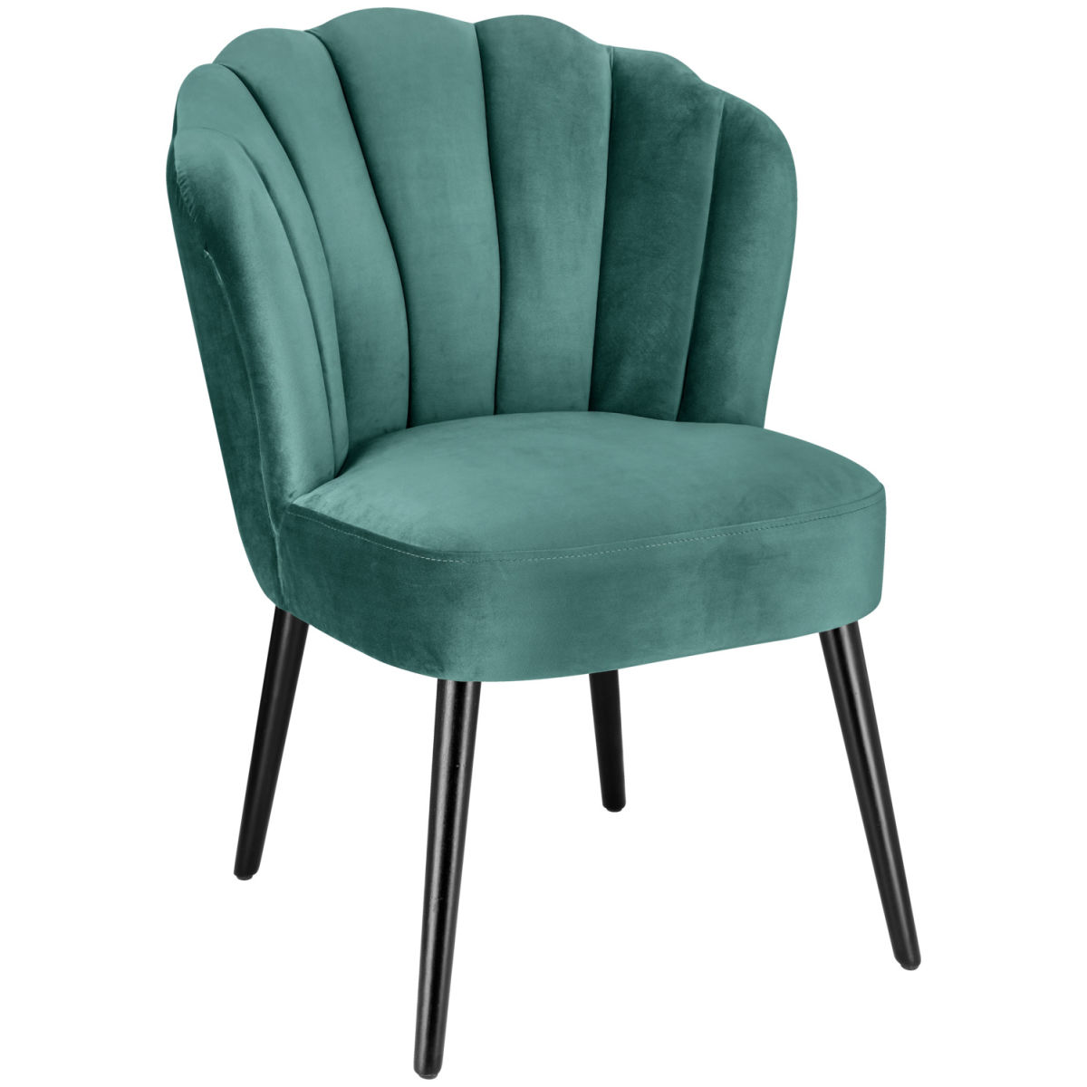 Sedia conchiglia in velluto Malea VEGA; 65x69x88 cm (LxPxH); turchese