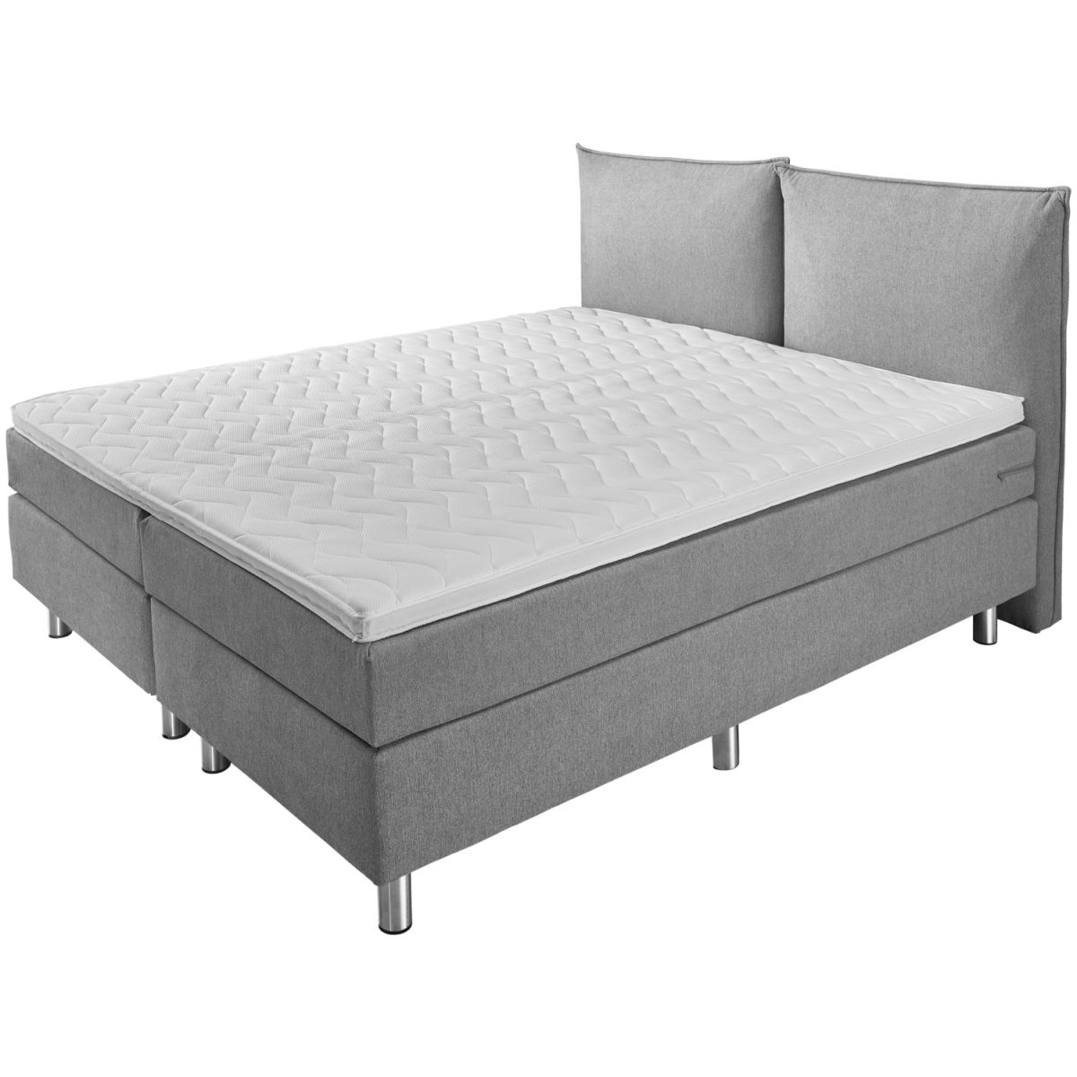 Letto Boxspring Basic tessuto d’arredo, testiera imbottita ERWIN M.; 180x200x63 cm (LxLxH); grigio; duro
