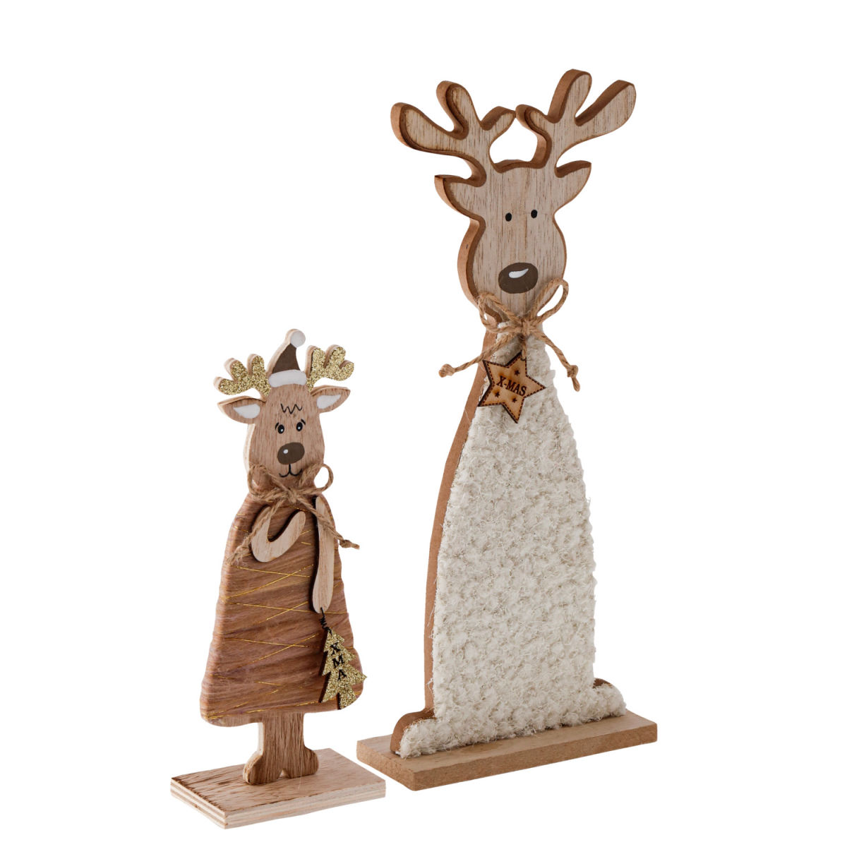 Set renne Sevda 2 pz. VEGA; 13x5x31 cm (LxPxH); marrone/bianco/oro