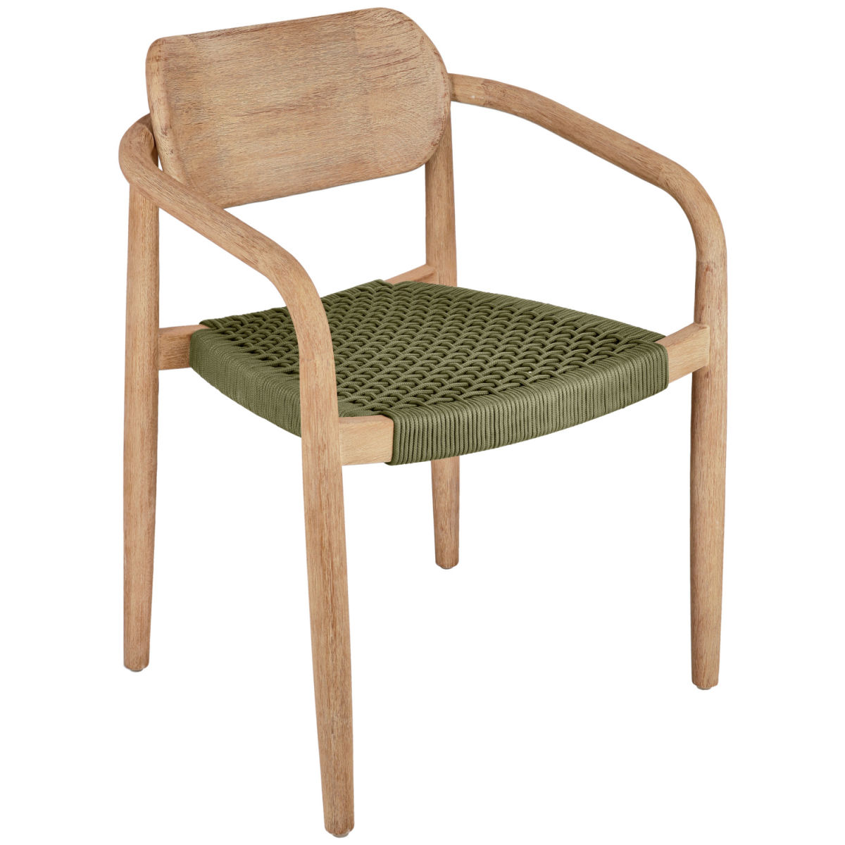 Sedia in legno da esterno Mando VEGA; 56x49x76 cm (LxPxH); seduta verde oliva, struttura naturale; 2 pz. / confezione