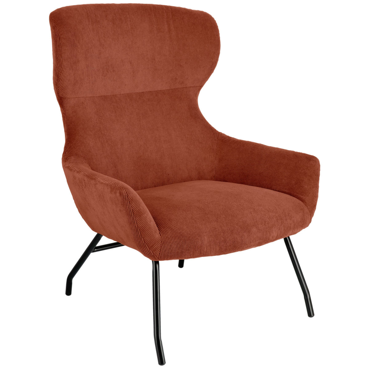 VEGA Ohrensessel Malin 75x77x103 cm (BxTxH); Sitz terrakotta, Gestell schwarz