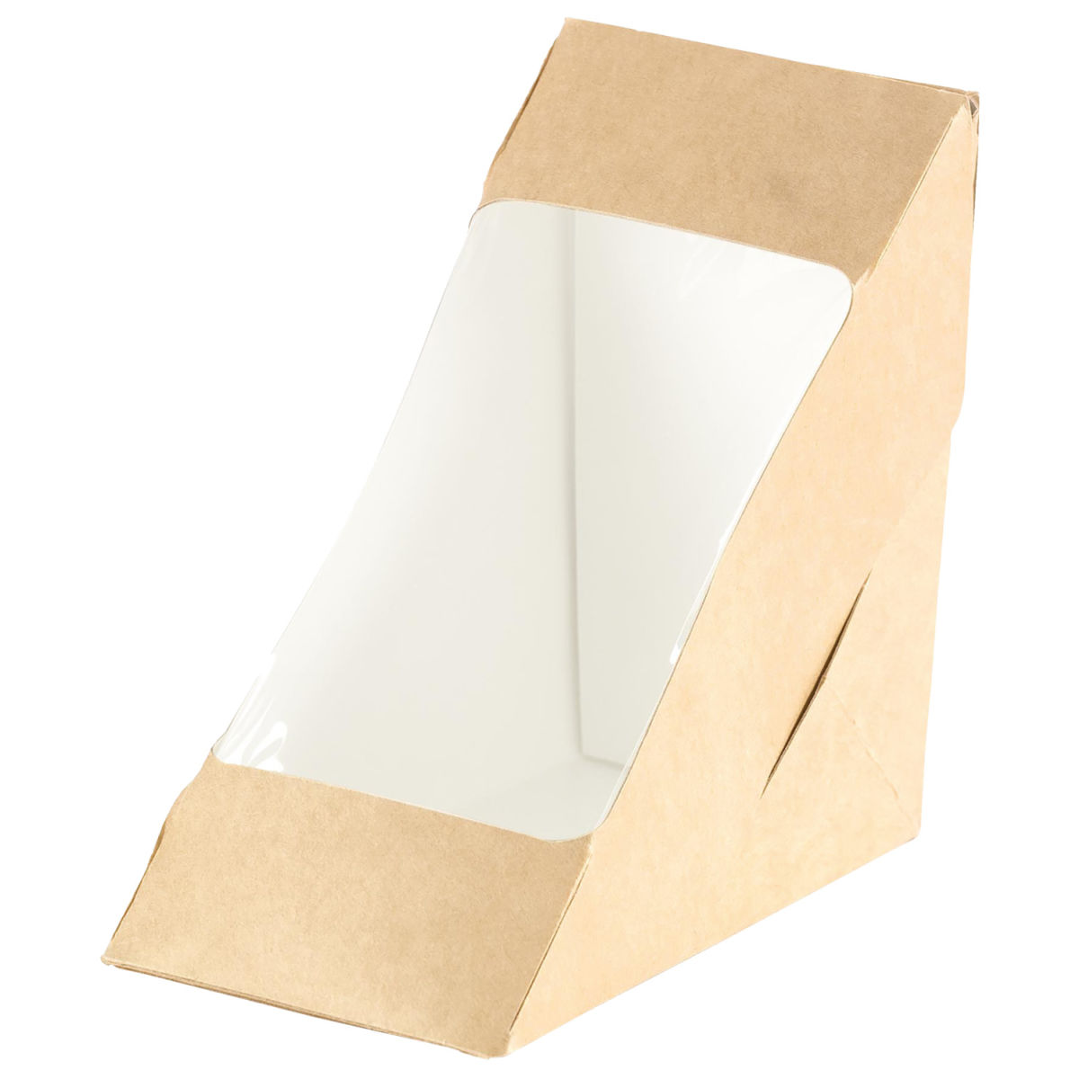 Scatola per sandwich Eco con finestra in PLA DUNI; 590ml, 17.5x17.5x9 cm (LxLxH); marrone; 650 pz. / confezione