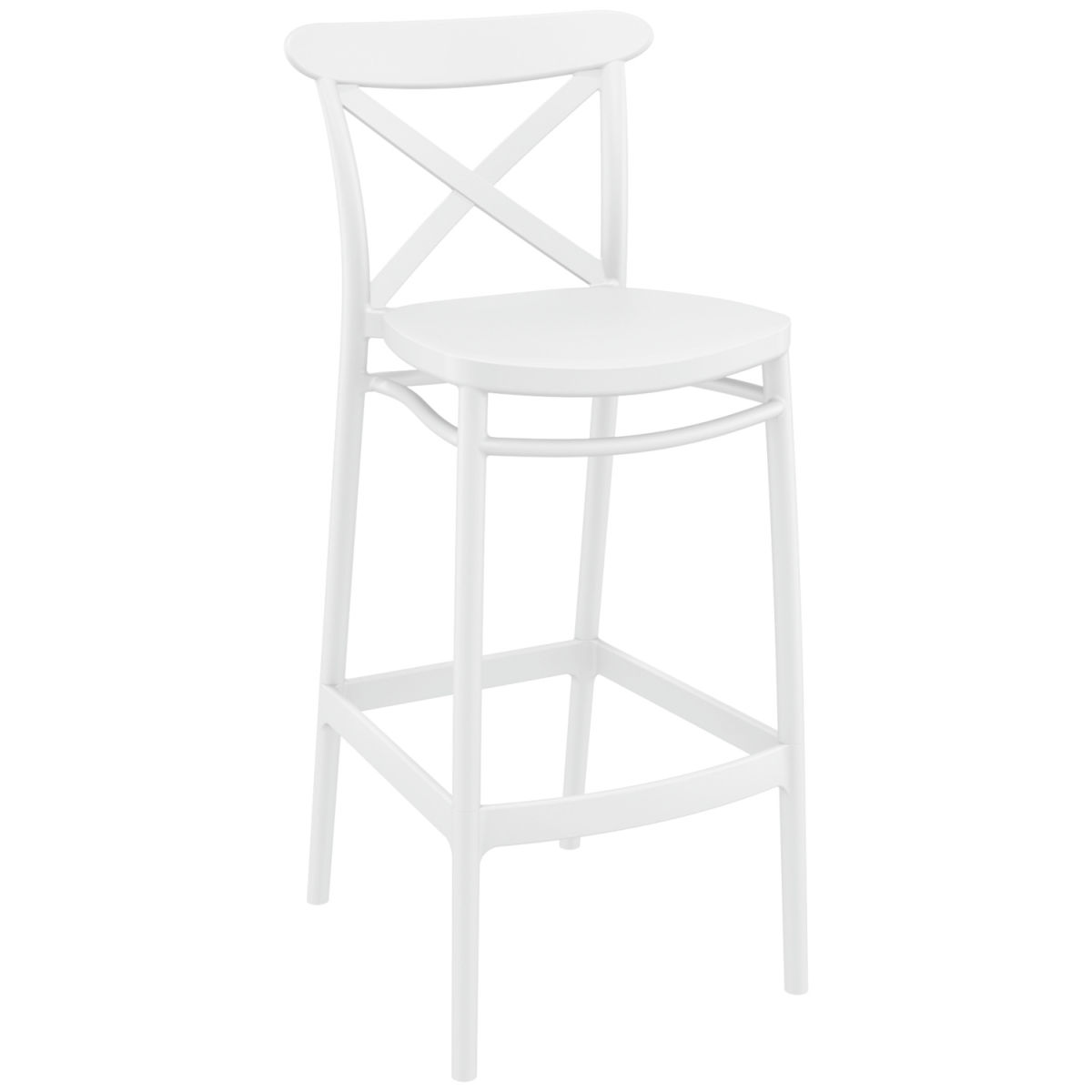 Sgabello bar Cross PULSIVA; 45x52x106 cm (LxPxH); bianco; 4 pz. / confezione