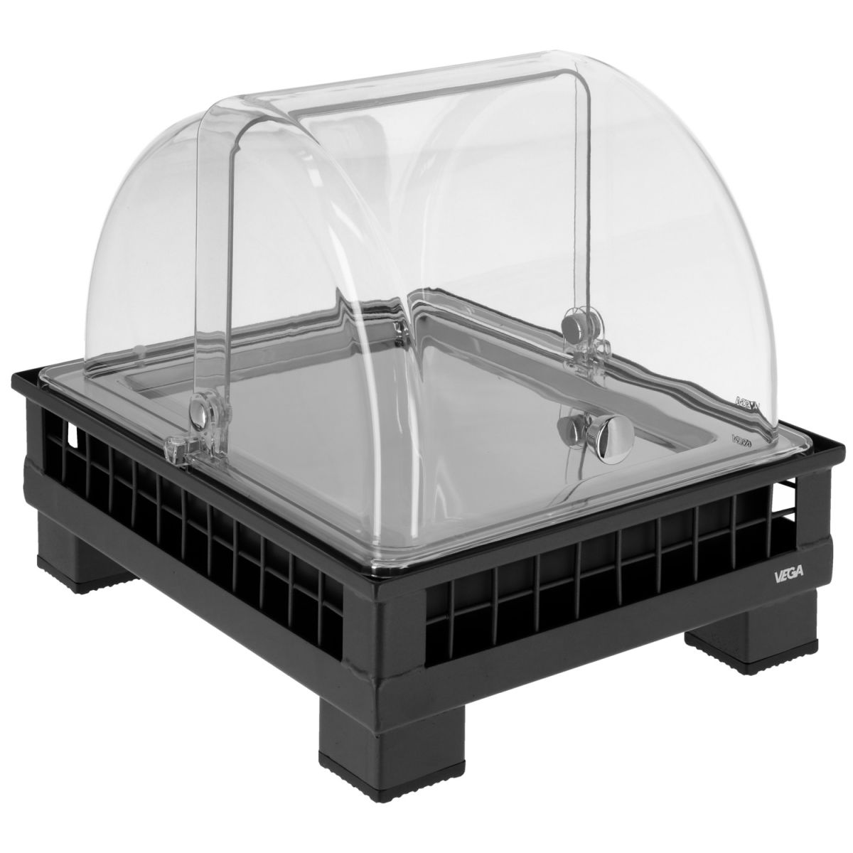 VEGA Buffetvitrine Portland mittel, GN 1/2, Edelstahl GN 1/2, 35.2x29x29.9 cm (LxBxH); anthrazit/transparent/edelstahl; rechteckig