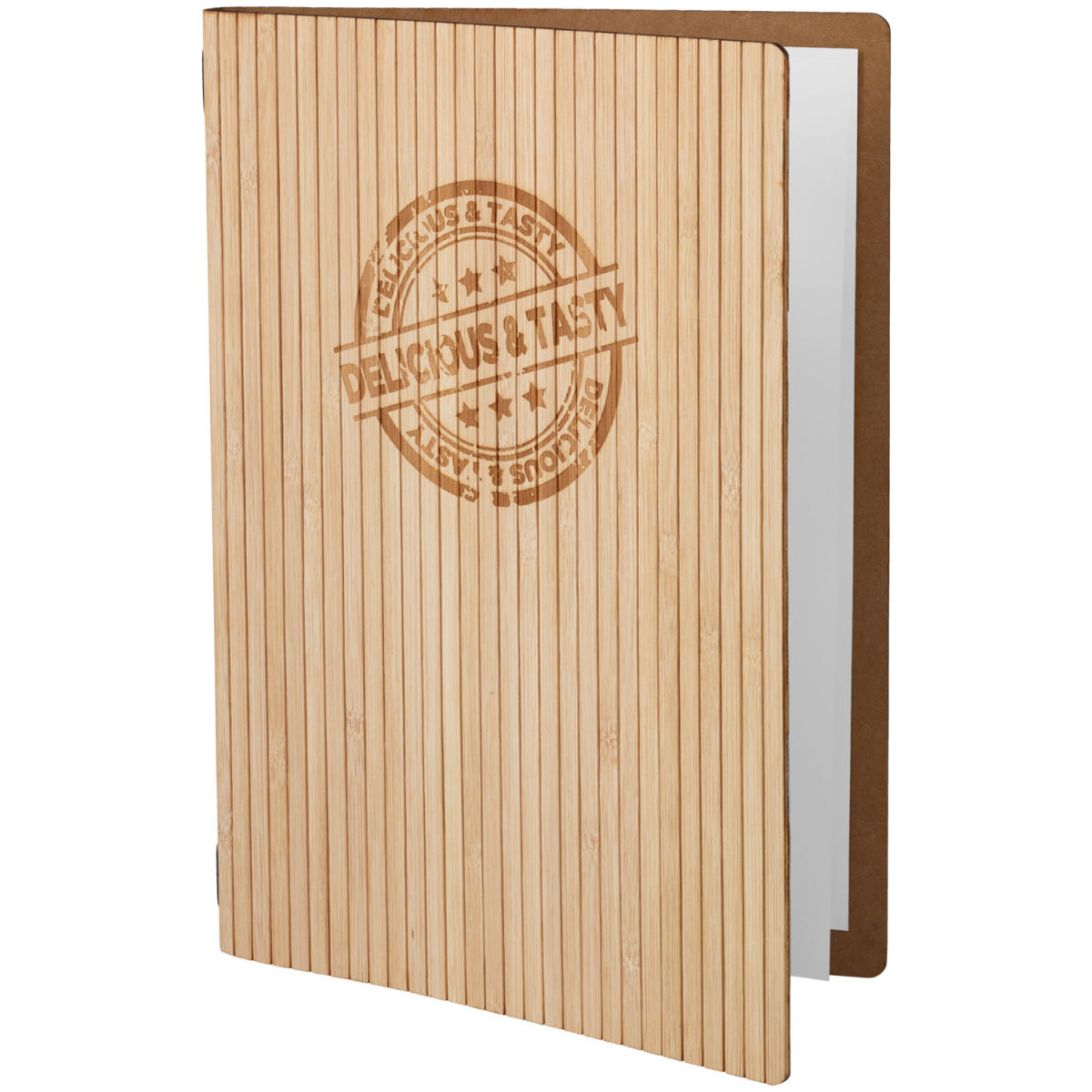 VEGA Speisekarte Pipestone mit Prägung DELICIOUS & TASTY A4 DIN A4, 23x32.5 cm (BxH); beige