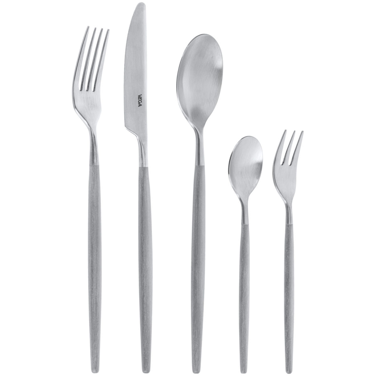 Set posate Turin 30 pezzi VEGA; acciaio inox/grigio, manico grigio