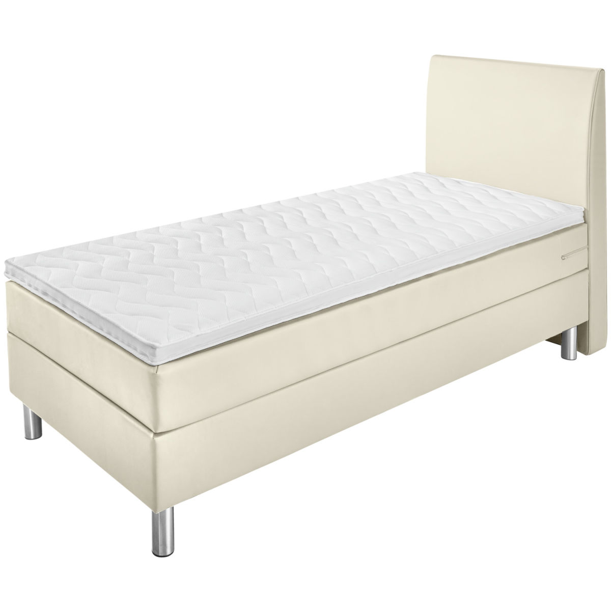 Letto componibile Comfort tessuto d’arredo, testiera liscia ERWIN M.; 100x200x60 cm (LxLxH); bianco perla; duro