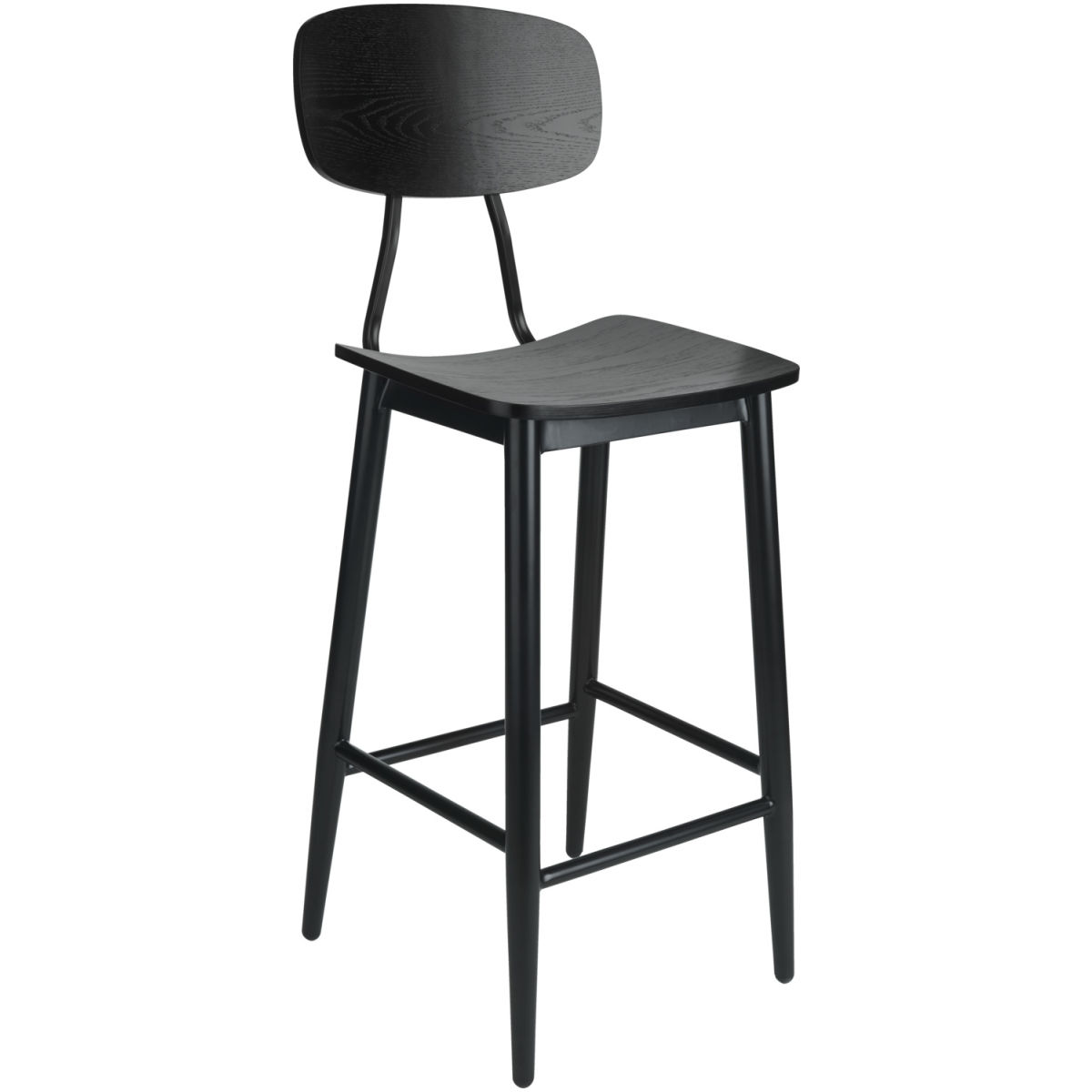 Sgabello vintage legno Scuola VEGA; 44.5x51x115 cm (LxPxH); seduta nero, struttura nero; 2 pz. / confezione