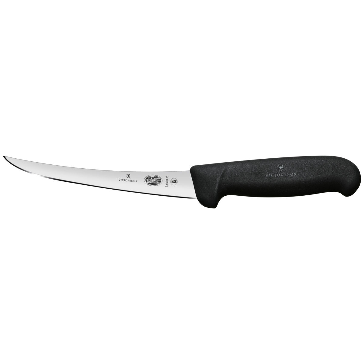 Victorinox Uitbeenmes Fibrox recht, gebogen lemmet; Lemmetlengte 15 cm, 28.4 cm (L); zilver/zwart
