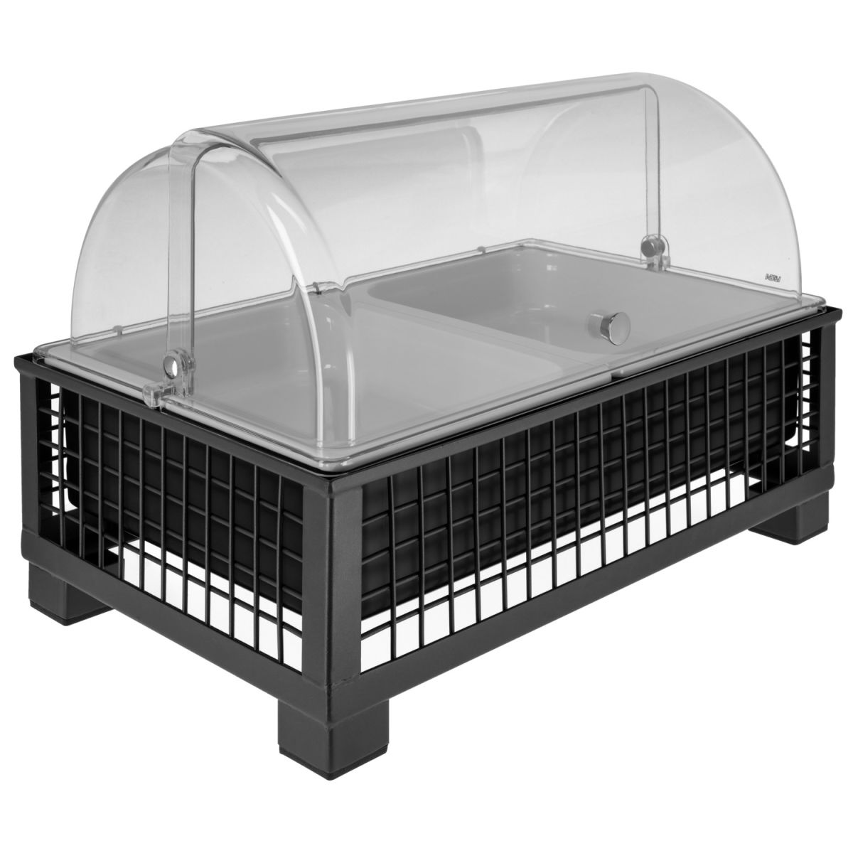 Vetrina salvafreschezza Portland 6,5 cm melamina bianca 2 x 1/2 VEGA; Misura GN 1/1, 55.4x35.2x29.9 cm (LxLxH); antracite/trasparente/bianco; rettangolare