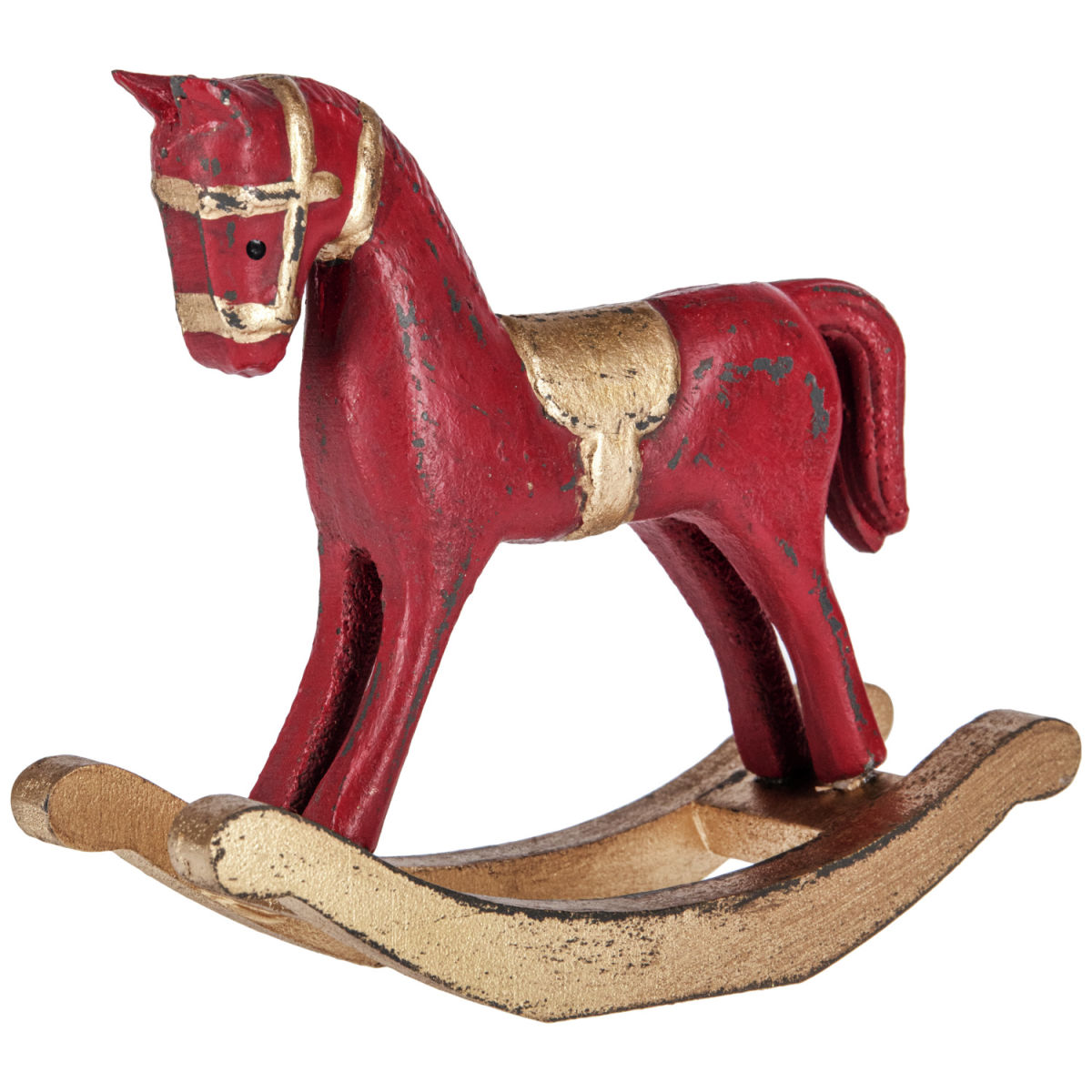Caballo balancín Zaya VEGA; 13.3x4.6x11 cm (AnxProfxAt); rojo/dorado
