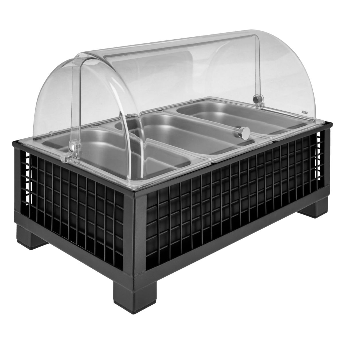 Vetrina salvafreschezza Portland 10 cm acciaio 3 x 1/3 VEGA; Misura GN 1/1, 55.4x35.2x29.9 cm (LxLxH); antracite/trasparente/acciaio inox; rettangolare