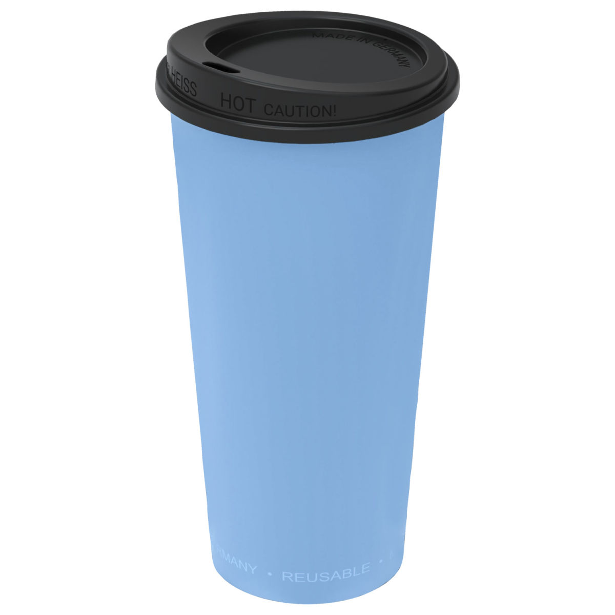 Vaso reutilizable Michigan Tapadera incluida elasto REuse; 400ml, 7.9x14.7 cm (ØxAt); azul/negro; 25 pz. / Paquete