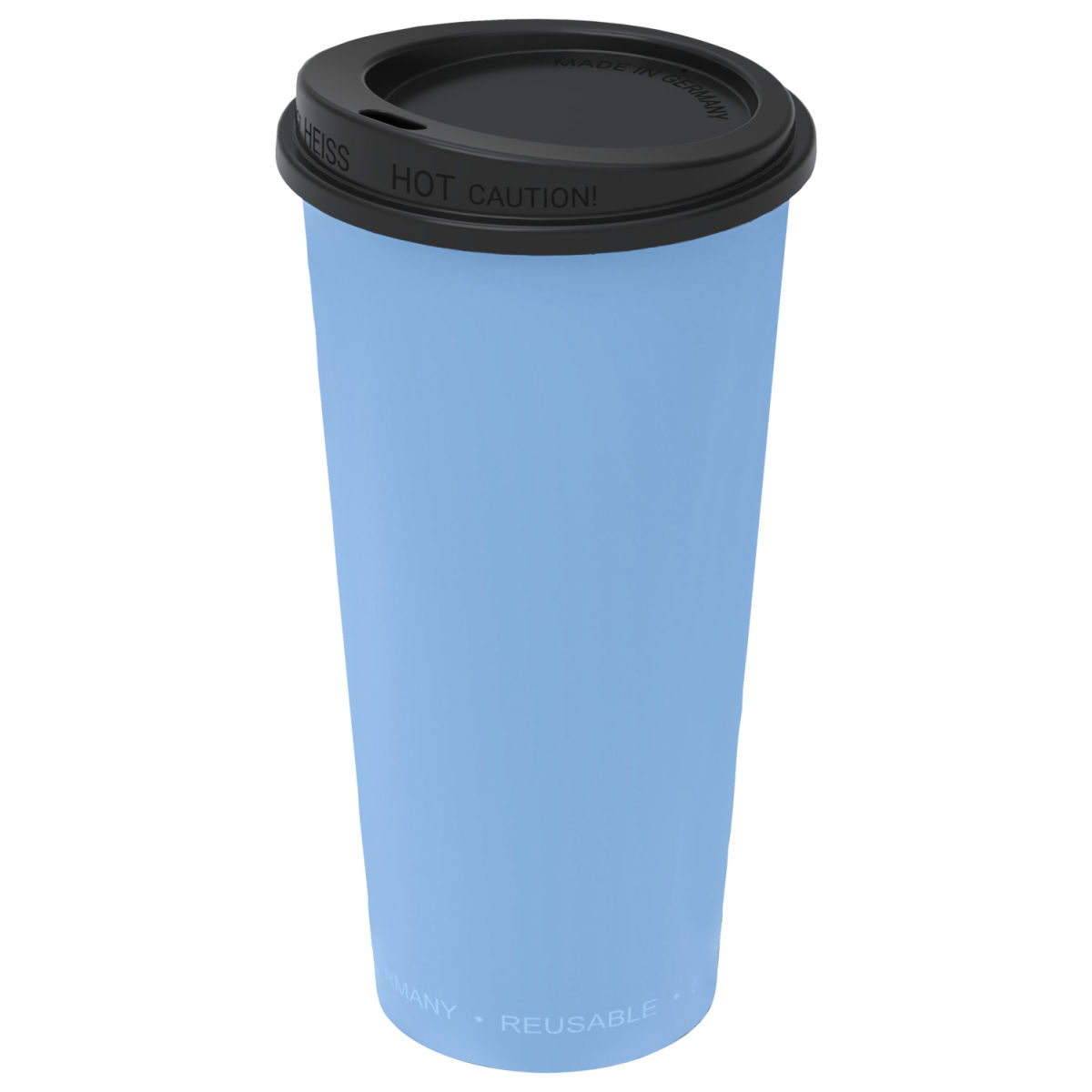 Tazza riutilizzabile Michigan con coperchio elasto REuse; 400ml, 7.9x14.7 cm (ØxH); blu/nero; 25 pz. / confezione