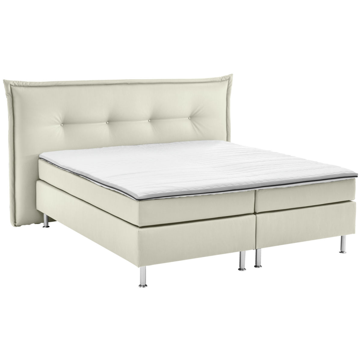 Letto completo Ambisuite in similpelle schienale con cucitura a bottoni ERWIN M.; 180x200x62 cm (LxLxH); bianco crema