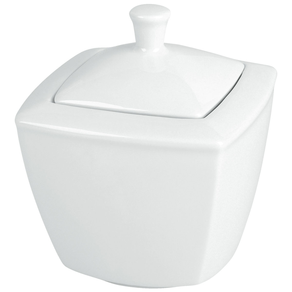 Vega Suikerpot Melbourne met deksel; 300 ml, 9.5x9.5x11.5 cm (LxBxH); wit; vierkant; 6 stuk / verpakking