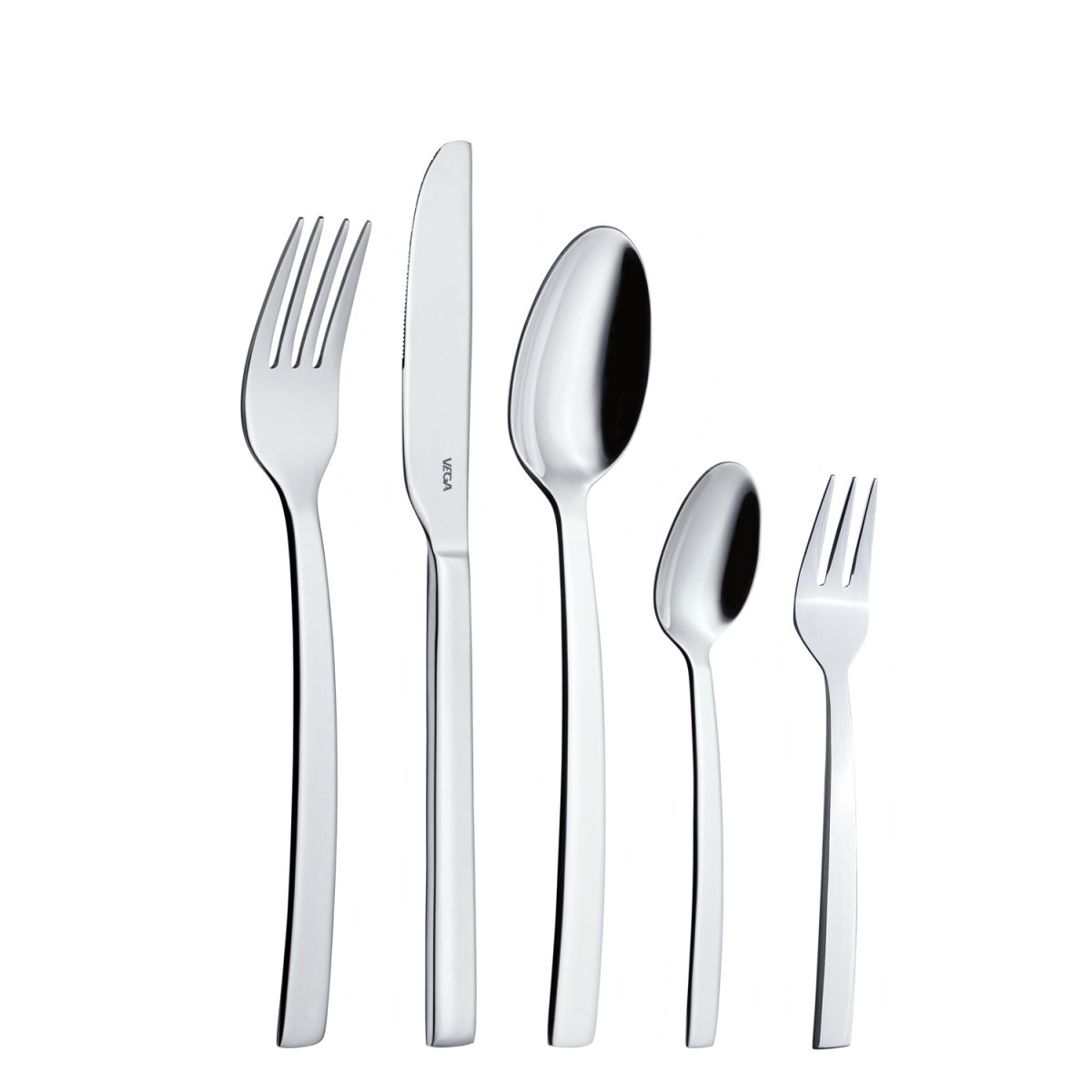VEGA Mustergarnitur Besteck Decaso 5-teilig silber, Griff silber