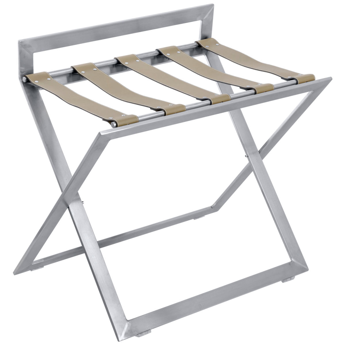 Portavaligie Bagagio con sponda, in acciaio e cinghie antracite PULSIVA; 70x46x64.5 cm (LxPxH); marrone