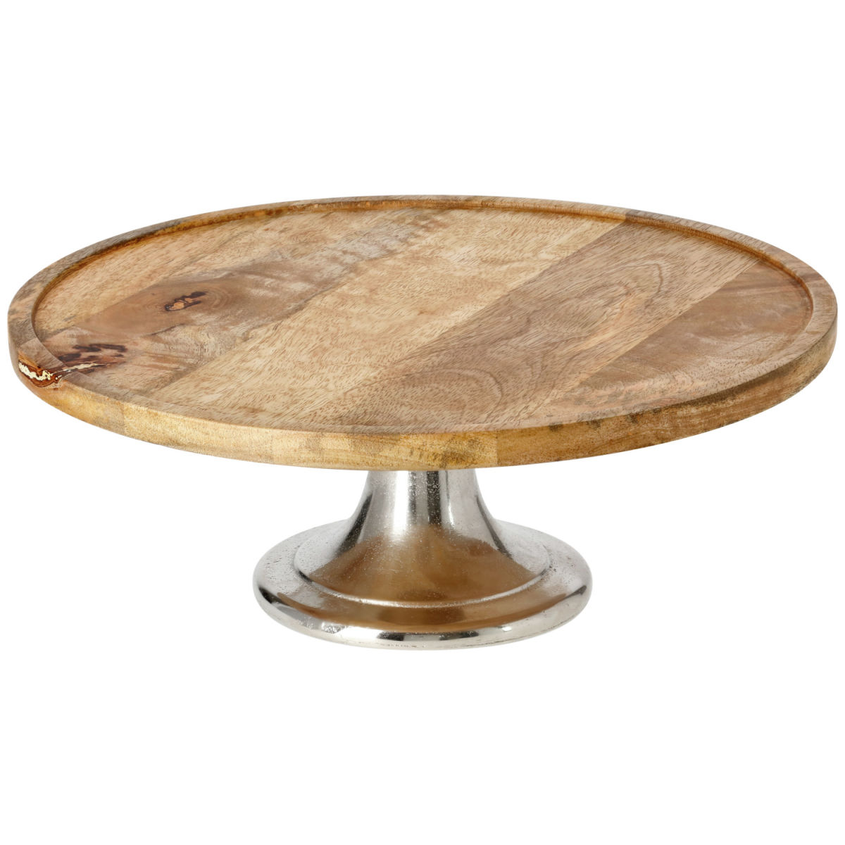 Piatto da torta Daina con base rotonda VEGA; 13x35 cm (HxØ); marrone chiaro/argento