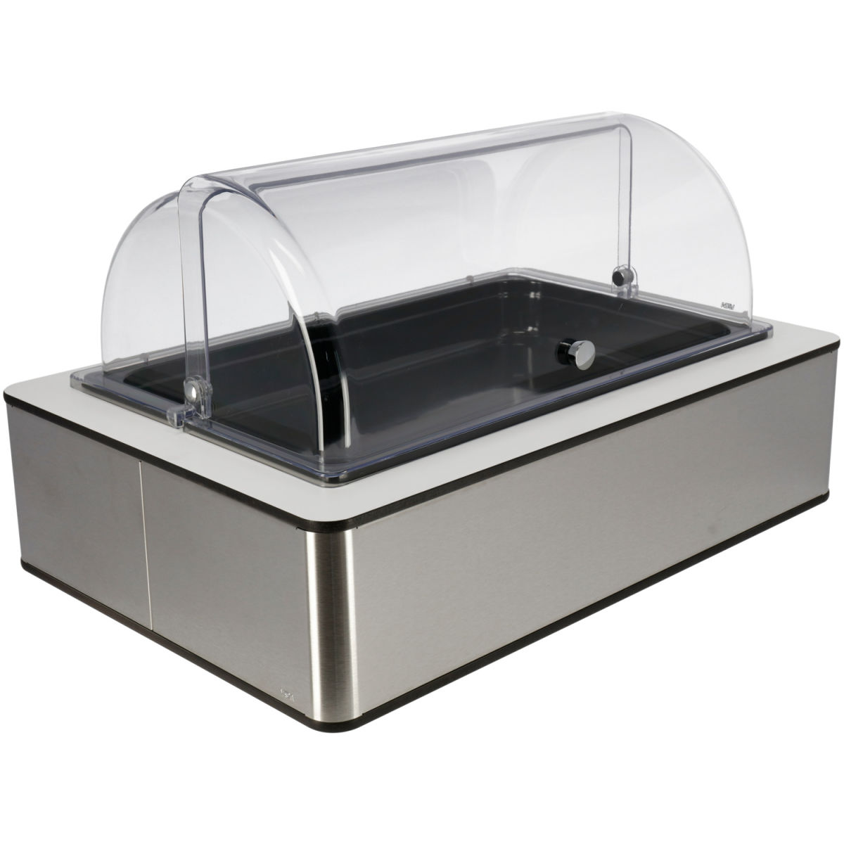 Vetrina salvafreschezza Fundale bianca 6,5 cm melamina nera 1/1 VEGA; Misura GN 1/1, 63x42.5x33.9 cm (LxLxH); bianco/trasparente; rettangolare