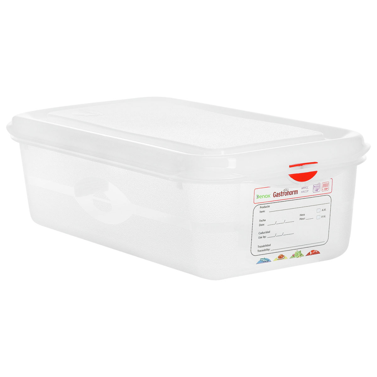 Denox GN-Kunststoffbehälter Dena 1/9 GN 1/9, 1 l, 17.6x10.8x10 cm (LxBxT); transparent; 12 Stück / Pack