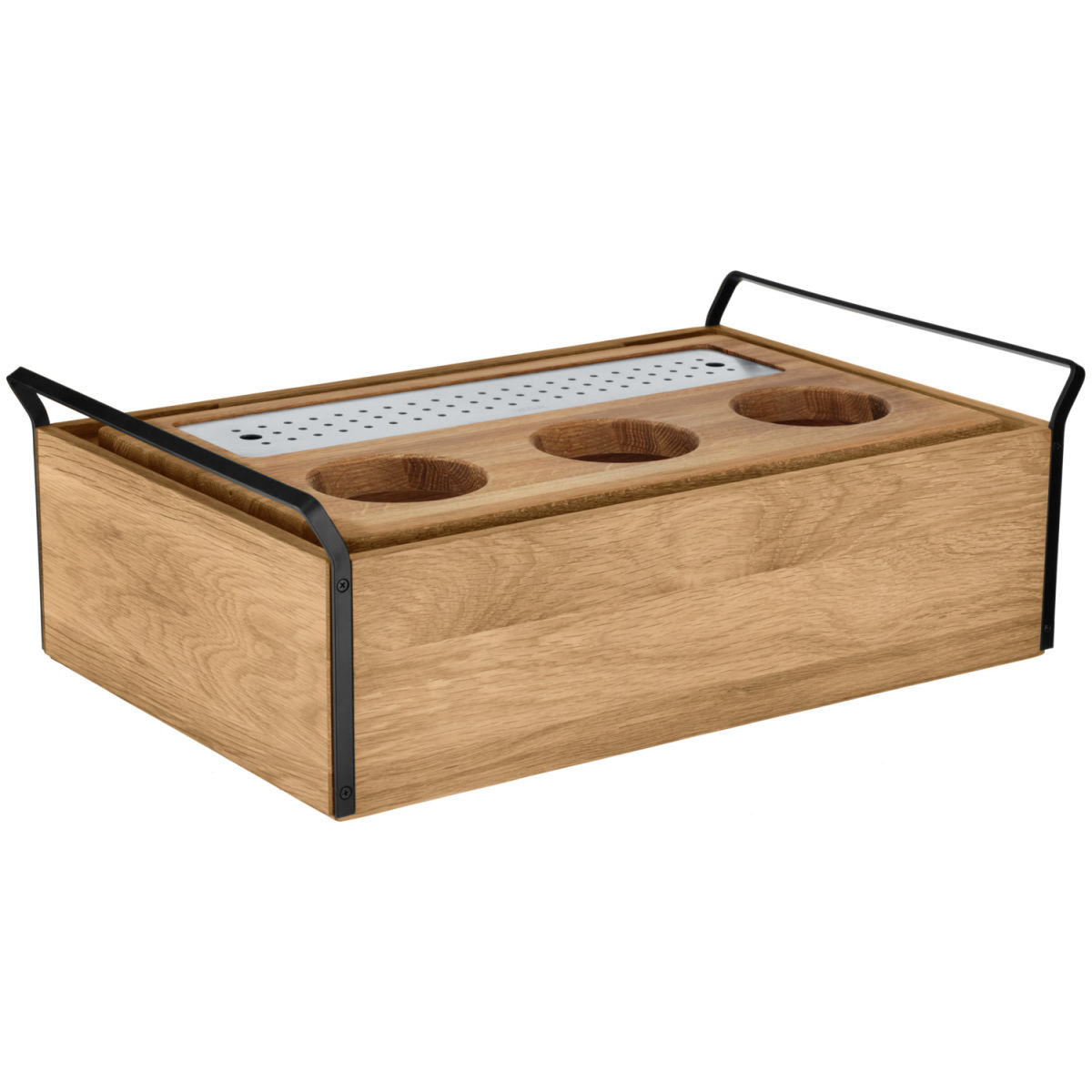 Espositore per caraffe Esino GN 1/1 VEGA; GN 1/1, 61.9x38.6x20.9 cm (LxLxH); quercia/nero/acciaio inox; rettangolare
