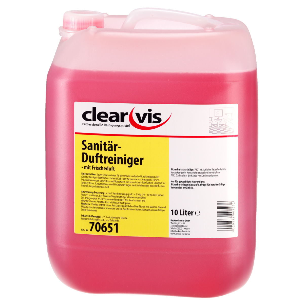 Detergente per sanitari Clearvis in tanica Clearvis; 10000 ml; rosso