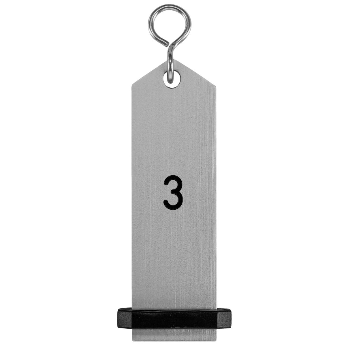 Portachiavi Bumerang con incisione numeri VEGA; 10x3 cm (LxL); argento; incisione 3