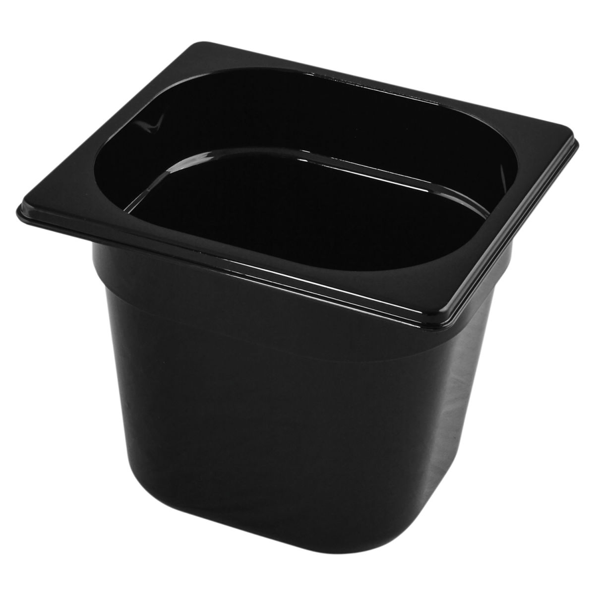 Contenitore Gastronorm Nero 1/6 VEGA; Misura GN 1/6, 2.3l, 17.6x16.2x15 cm (LxLxP); nero