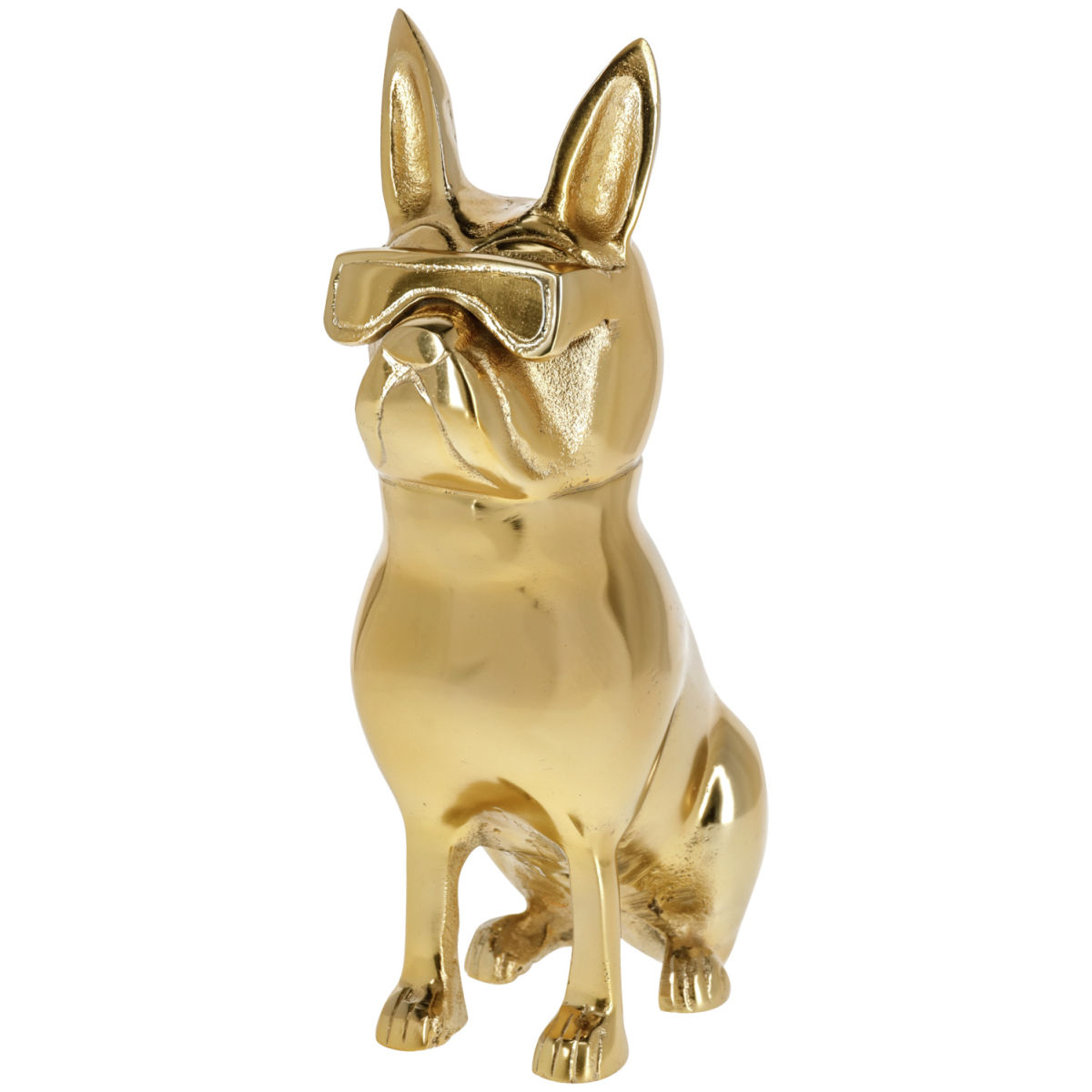 Deko-Hund Bully mit Sonnenbrille 17.75x28x9.5 cm (BxHxT); gold