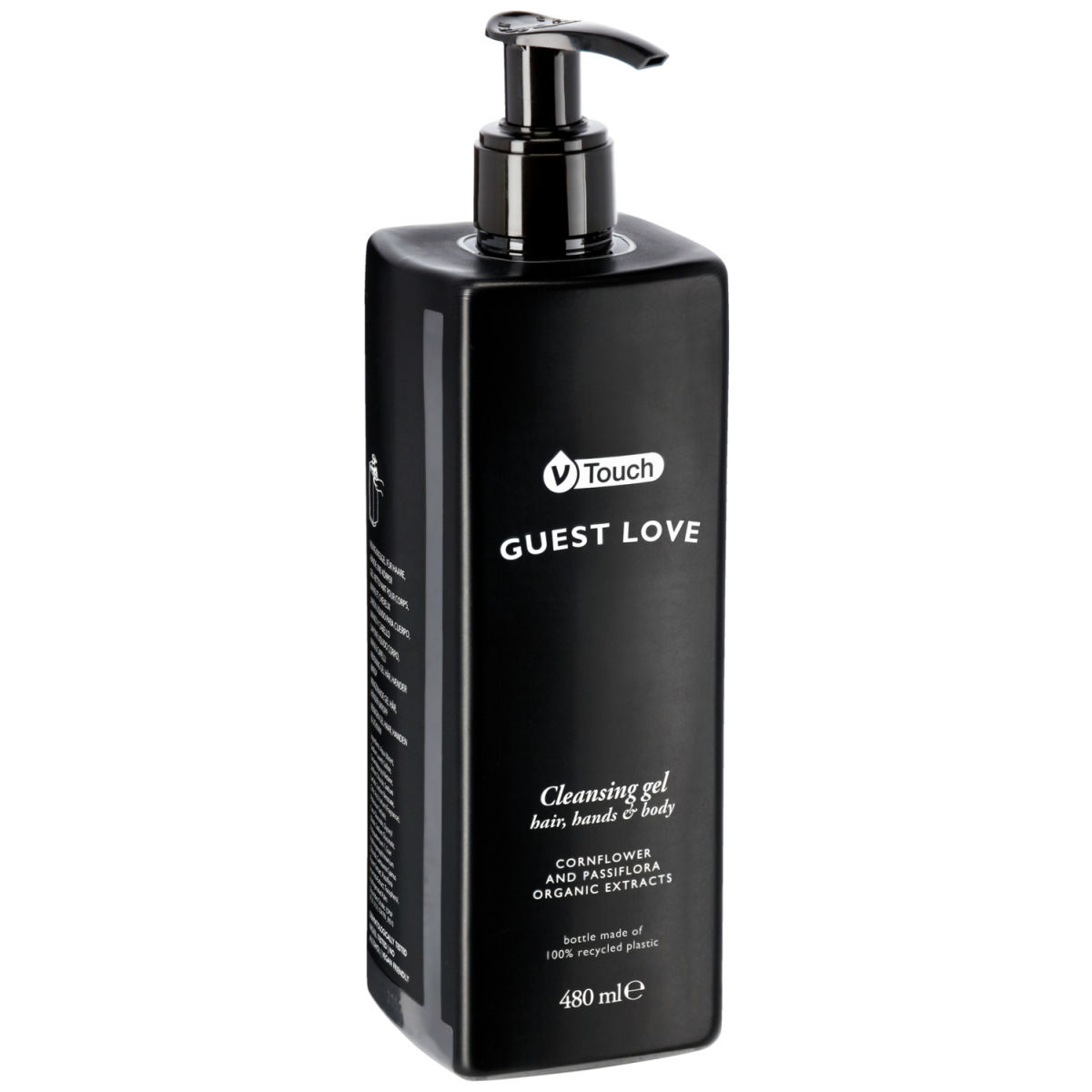 V-Touch Hotel shampoo en douchegel Guest Love 3 in 1 met pompdispenser; 480 ml; transparant; 18 stuk / verpakking