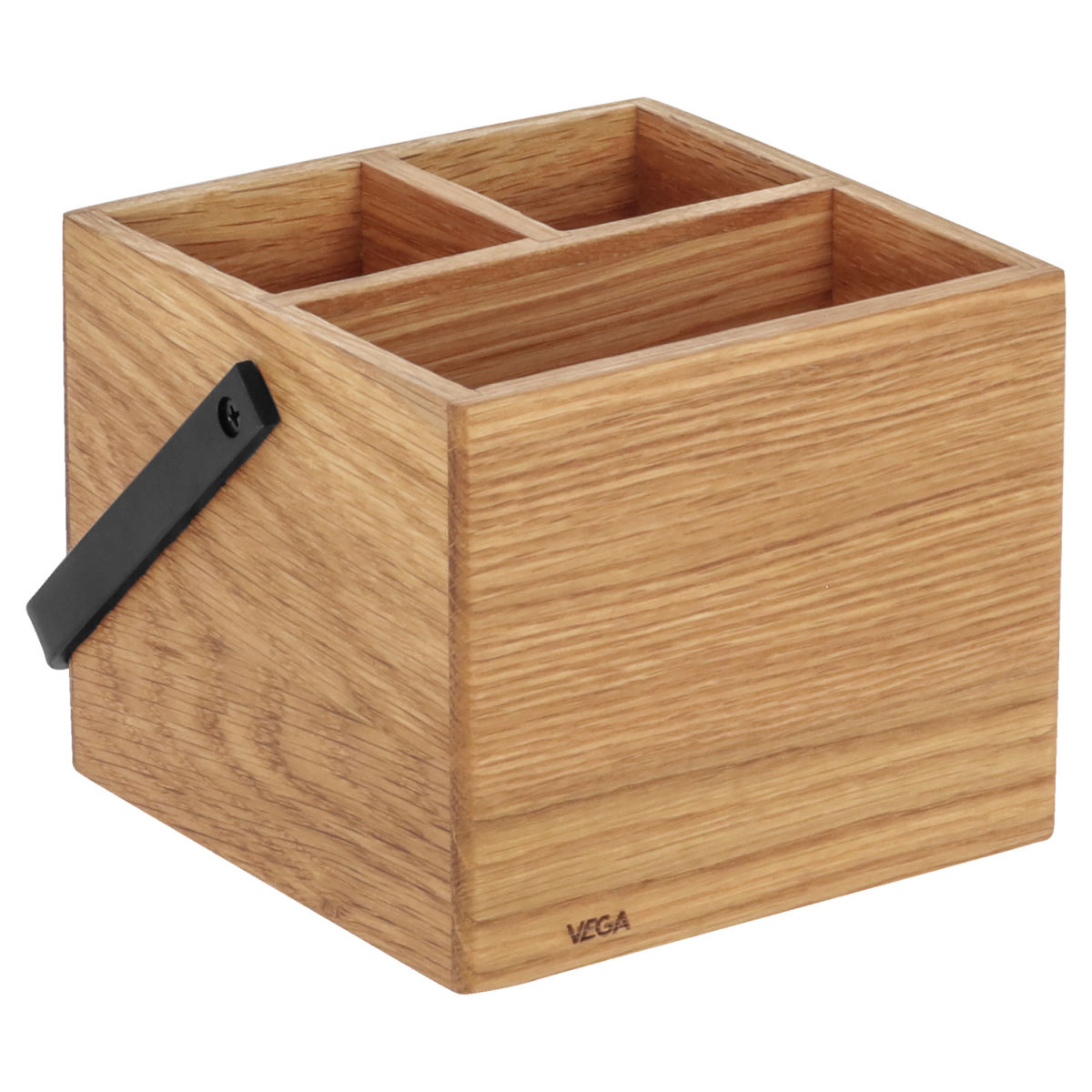Vega Bestekbak Esino met handvat; 14.4x15.6x12 cm (LxBxH); bruin/zwart