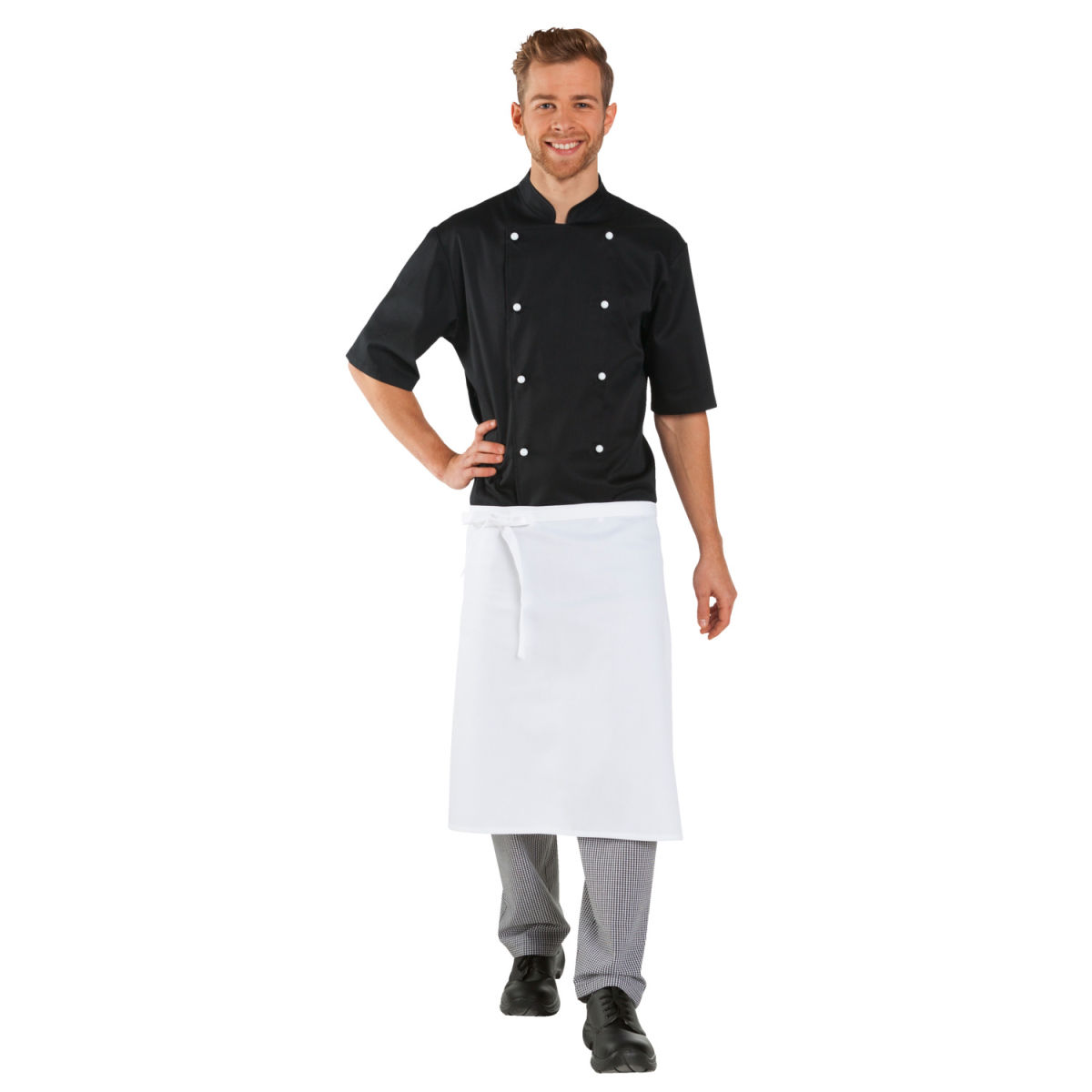 Chaqueta de cocina para hombre Nils manga corta PULSIVA; Talla 62; negro