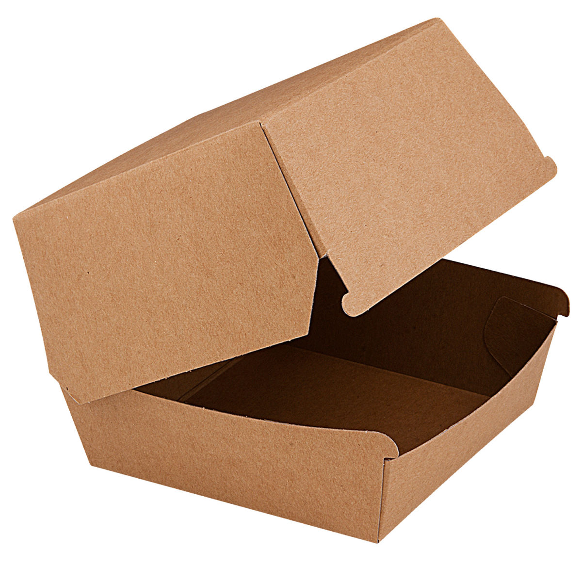 Scatola per hamburger con protezione per il grasso PULSIVA; 11x11x9 cm (LxLxH); marrone; 50 pz. / confezione