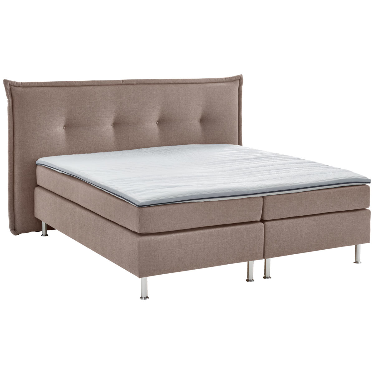 Letto completo Ambisuite Deluxe  in tessuto schienale imbottito con trapuntatura a bottoni ERWIN M.; 200x200x62 cm (LxLxH); marrone