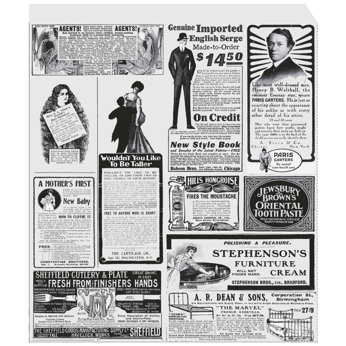 Sacchetto carta antigrasso Times per panini GARCIA DE POU; 23x25.5 cm (LxL); nero/bianco; quadrata; 500 pz. / confezione